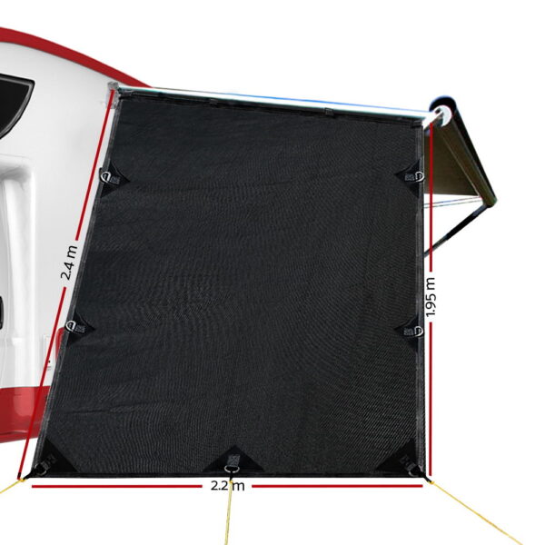 Caravan Privacy Screen Roll Out Awning 1.95x2.2M Sun Shade End Wall Side Black - Image 3