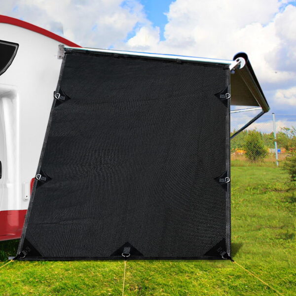 Caravan Privacy Screen Roll Out Awning 1.95x2.2M Sun Shade End Wall Side Black - Image 7