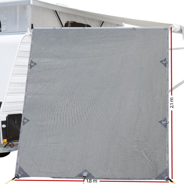 Caravan Privacy Screen Roll Out Awning 2.1x1.8M Sun Shade Pop Top End Wall Grey - Image 2