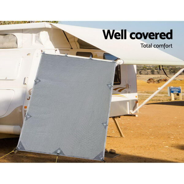 Caravan Privacy Screen Roll Out Awning 2.1x1.8M Sun Shade Pop Top End Wall Grey - Image 4