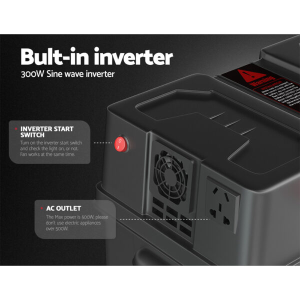 Giantz Battery Box 500W Inverter Deep Cycle Battery Portable Caravan Camping USB - Image 4