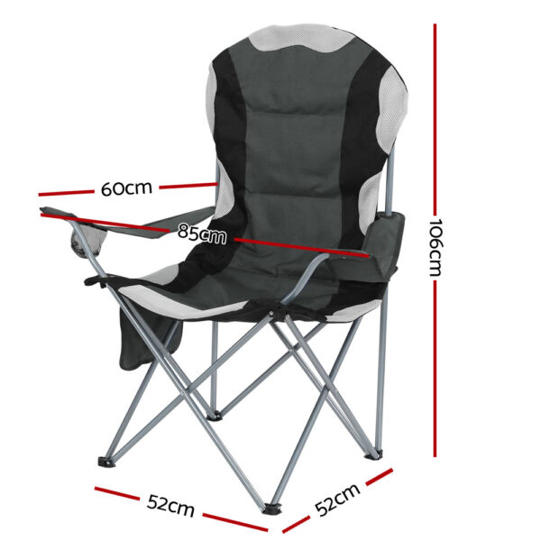 Weisshorn Camping Folding Chair Portable Outdoor Hiking Fishing Picnic Grey 2pcs - Image 2