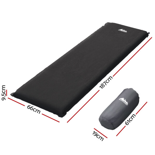 Weisshorn Self Inflating Mattress Camping Sleeping Mat Air Bed Pad Single Black - Image 2