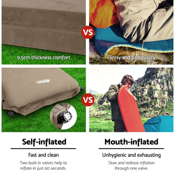 Weisshorn Self Inflating Mattress Camping Sleeping Mat Air Bed Single Coffee - Image 5