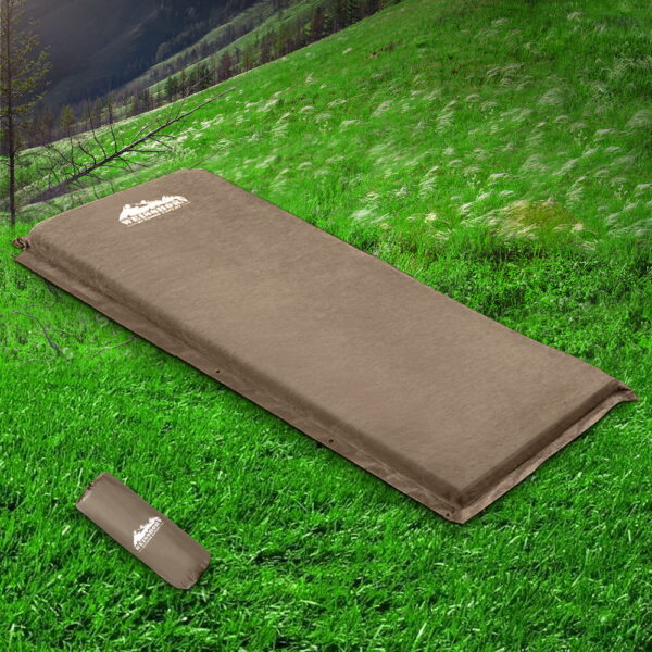 Weisshorn Self Inflating Mattress Camping Sleeping Mat Air Bed Single Coffee - Image 7