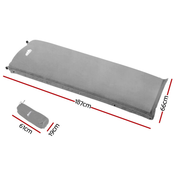 Weisshorn Self Inflating Mattress Camping Sleeping Mat Air Bed Single Grey - Image 2