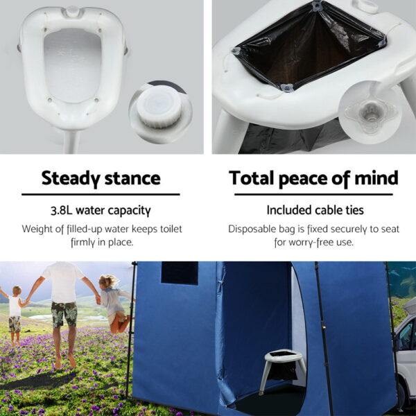 Weisshorn Portable Folding Toilet Camping Outdoor Caravan Plastic Bag - Image 6