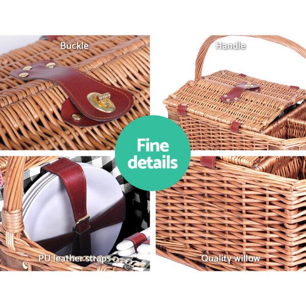 Alfresco 4 Person Picnic Basket Set Insulated Outdoor Blanket Bag - Image 4