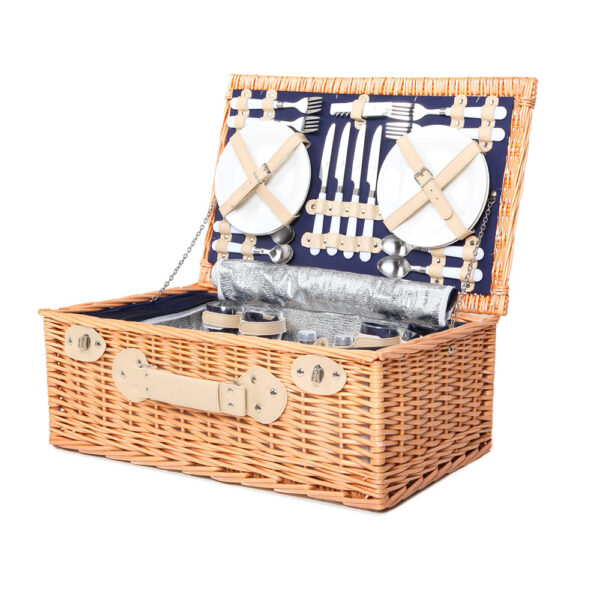 Alfresco 4 Person Picnic Basket Set Insulated Blanket - Image 3