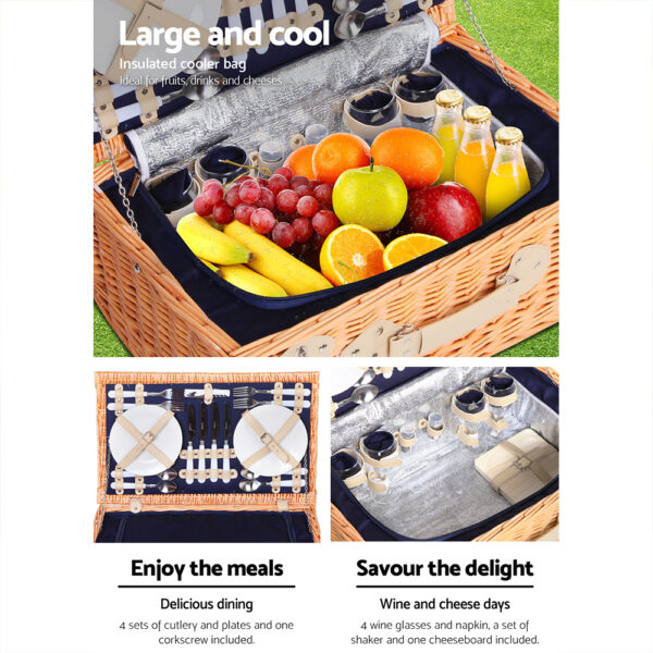 Alfresco 4 Person Picnic Basket Set Insulated Blanket - Image 5