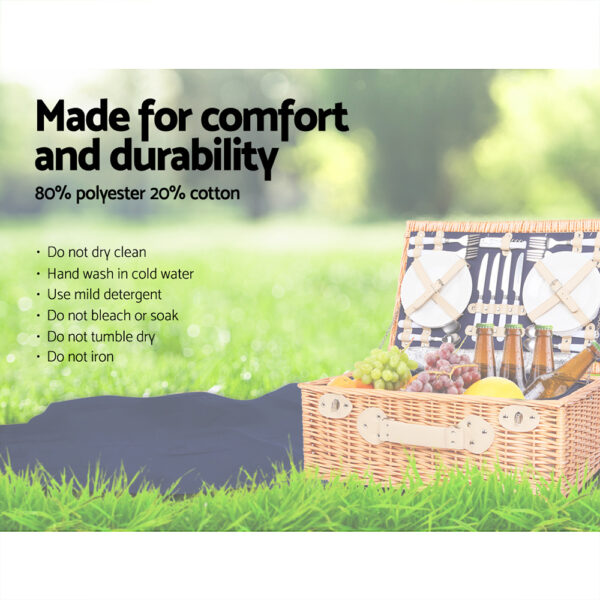 Alfresco 4 Person Picnic Basket Set Insulated Blanket - Image 6