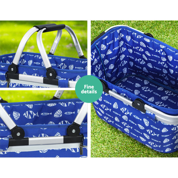 Alfresco Picnic Basket Folding Bag Hamper Food Insulated Storage - Image 6