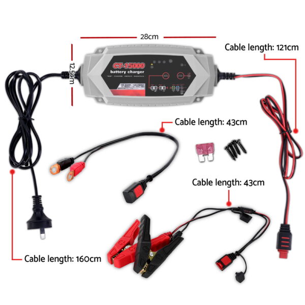 12V Automotive Car Battery Charger 24V 15Amp Smart Vehicle Truck Chargers AGM - Image 2