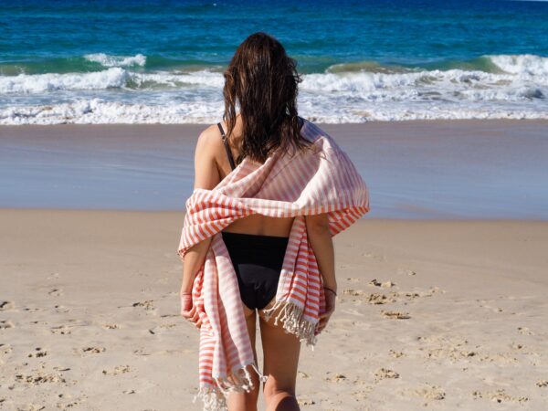 PORTSEA TURKISH COTTON TOWEL - CORAL - Image 2