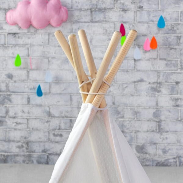 5 Poles Giant Kids Teepee Tent (Natural Canvas) - Image 3