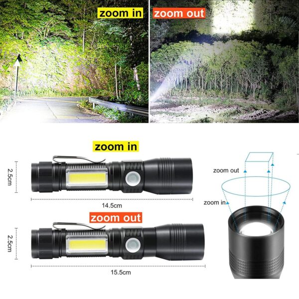 7 Modes Waterproof Rechargeable UV Light Flashlight Torch for Camping - Image 2