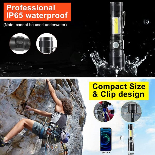 7 Modes Waterproof Rechargeable UV Light Flashlight Torch for Camping - Image 6