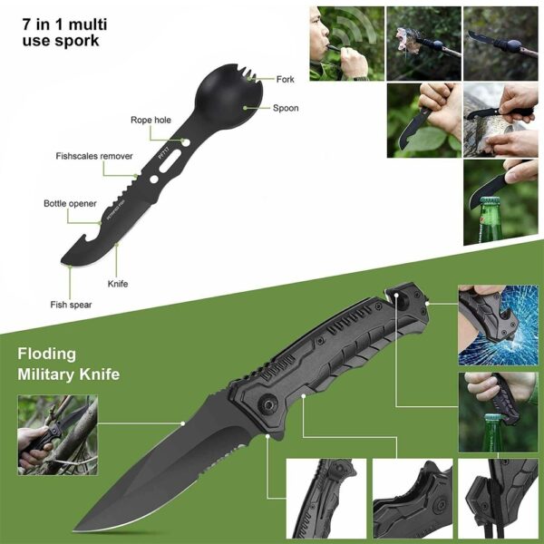 Tactical Emergency Survival Kit Outdoor Sports Hiking Camping SOS Tool Equipment - Image 2