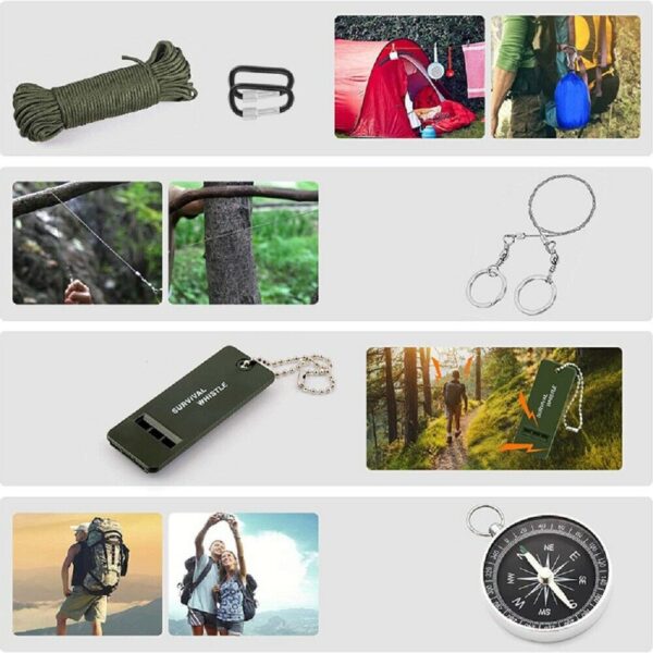 Tactical Emergency Survival Kit Outdoor Sports Hiking Camping SOS Tool Equipment - Image 3