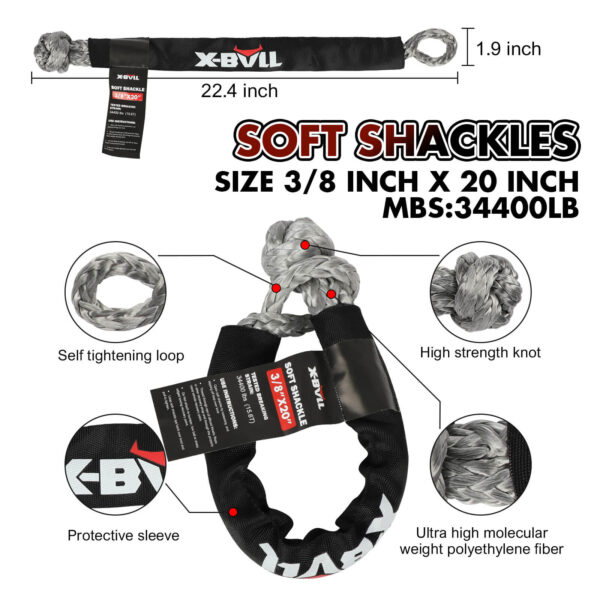 X-BULL 4WD Recovery Kit Kinetic Recovery Rope With 14500LBS Electric Winch 12V Winch 4WD 4X4 Offroad - Image 4