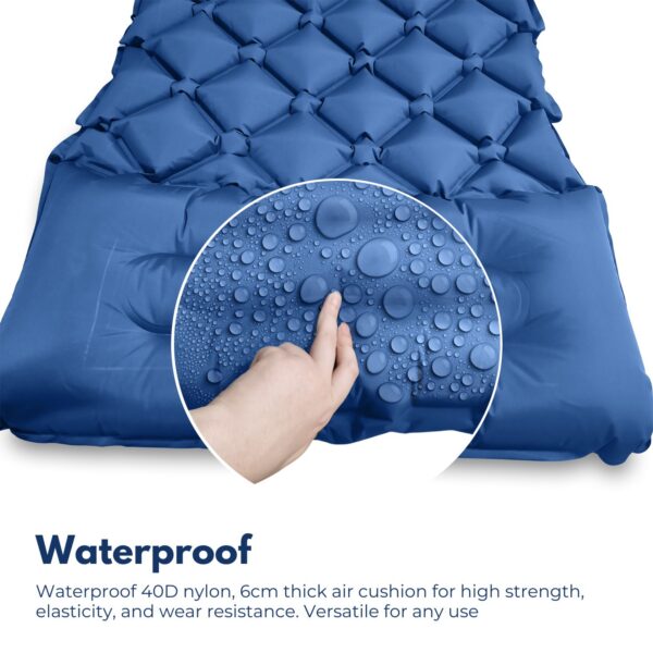 KILIROO Inflatable Camping Sleeping Pad with Pillow (Navy Blue) - Image 3