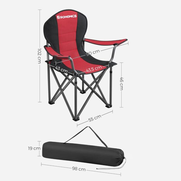 SONGMICS Folding Camping Chair with Bottle Holder Red and Black - Image 6