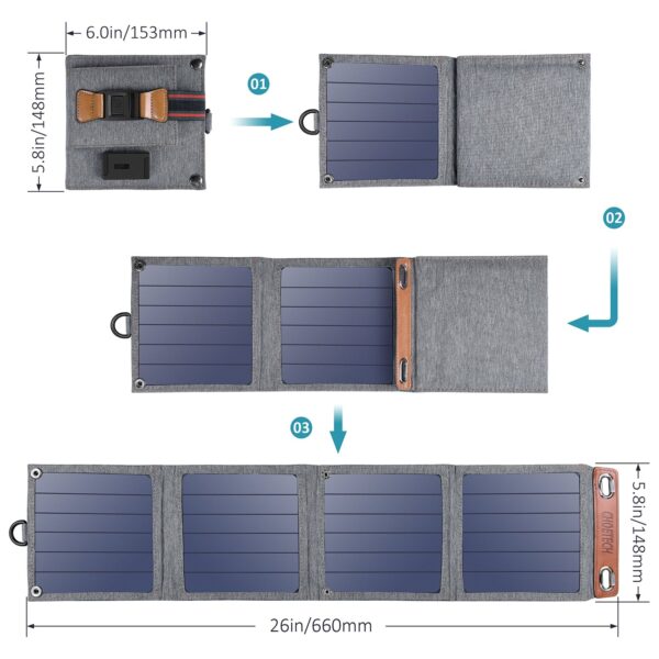 CHOETECH SC004 14W USB Foldable Solar Powered Charger - Image 3