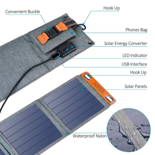 CHOETECH SC004 14W USB Foldable Solar Powered Charger - Image 5