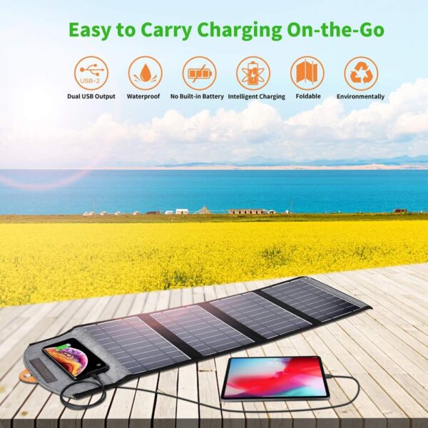 CHOETECH SC005 22W Portable Waterproof Foldable Solar Panel Charger (Dual USB Ports) - Image 4