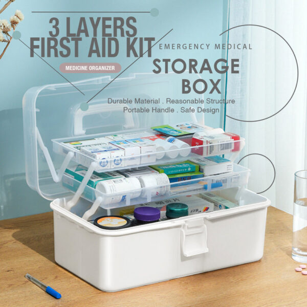 3 Layers Large Portable First Aid Kit Emergency Medical Storage Medicine Organizer - Image 2