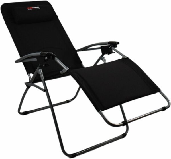 BlackWolf Folding Reclining Lounger Chair Quick Fold Down - Jet Black - Image 4