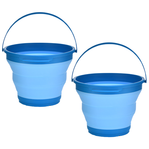 2x 7L Foldable Collapsible Silicone Bucket for Home/Hiking/Camping/Fishing -Blue - Image 2