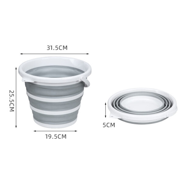 2x 10L Foldable Collapsible Bucket Silicone Hiking/Camping/Fishing - Grey/White - Image 5