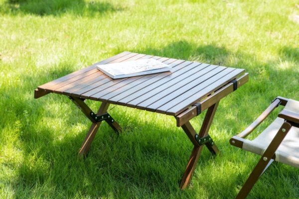 62cm Foldable Bamboo Outdoor Camping Table Waterproof Wood Wooden Travel - Small - Image 7