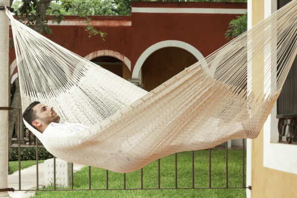 Mayan Legacy Queen Size Outdoor Cotton Mexican Hammock in Marble Colour - Image 4