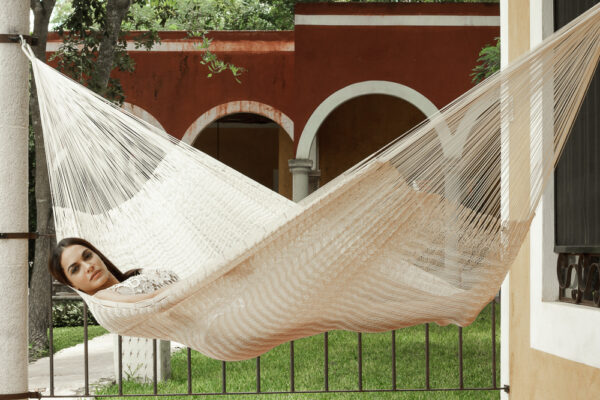 Mayan Legacy Queen Size Outdoor Cotton Mexican Hammock in Marble Colour - Image 5