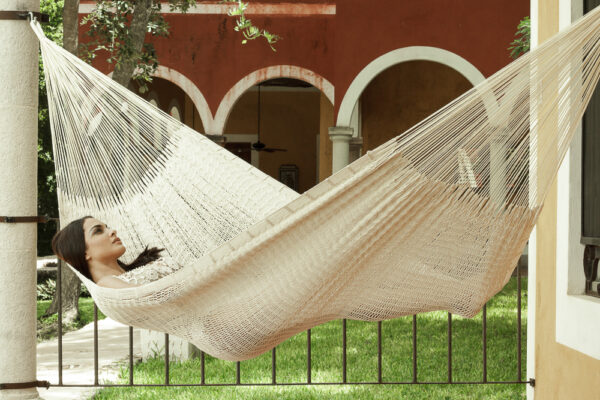 Mayan Legacy Queen Size Outdoor Cotton Mexican Hammock in Marble Colour - Image 7